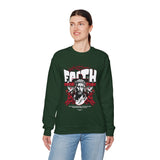 Faith Over Fear Jesus Crown Of Thorns Unisex Heavy Blend Crewneck Sweatshirt Christian Graphic Bold Religious Streetwear Motivational Bible Verse Pullover