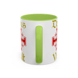 Deus Vult Accent Coffee Mug 11oz 15oz Red Cross Knight Crusader Ceramic Cup Bold Medieval Design Christian Symbol Faith Inspired Coffee Tea Gift Drinkware
