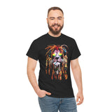 Rasta Lion Unisex Heavy Cotton Tee Bold Reggae Vibes Artistic Lion Headphones Design Cool Jamaican Streetwear Graphic TShirt Symbol of Strength Music and Freedom by KLASSORO