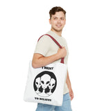 I Want To Believe Alien Tote Bag Sci Fi UFO Extraterrestrial Design Canvas Bag Space Mystery Reusable Eco Friendly Durable Shopping Travel Tote