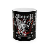 Money Bright Ceramic Mug Angel Statue Graphic Gothic Streetwear Red Neon Aesthetic Coffee Tea Cup Artistic Ambition Design