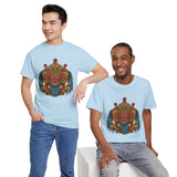Unisex Balinese Barong Mask Graphic T Shirt Mythical Cultural Warrior Spirit Inspired Tee Tribal Festival Art Streetwear Heavy Cotton Top