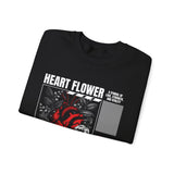 Heart Flower Graphic Unisex Heavy Blend Crewneck Sweatshirt Comfortable Streetwear Pullover Bold Red and Black Floral Heart Design Symbol of Love Strength and Vitality Perfect Gift for Friends...