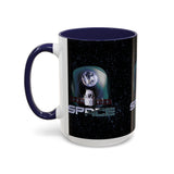 Space Galaxy Accent Coffee Mug 11oz 15oz Astronaut Spacecraft Earth Black Two Tone Ceramic Cup Gift for Space Lovers
