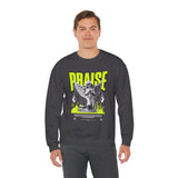 Praise Angel Statue Graphic Unisex Heavy Blend Crewneck Sweatshirt Gothic Spiritual Streetwear Pullover