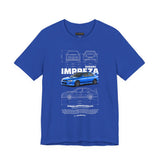 Blue Rally Inspired Performance Sedan Artwork Unisex Heavy Cotton Tee High Speed Streetwear Graphic Shirt For Car Enthusiasts And Automotive Art Lovers