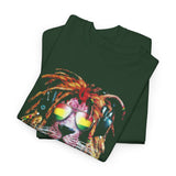 Rasta Lion Unisex Heavy Cotton Tee Bold Reggae Vibes Artistic Lion Headphones Design Cool Jamaican Streetwear Graphic TShirt Symbol of Strength Music and Freedom by KLASSORO