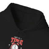 Waste Your Time Unisex Heavy Blend Hooded Sweatshirt Graphic Hoodie Black Motivational Hustle Money Clock Streetwear Bold Entrepreneur Mindset Fashion Outfit