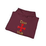 Unisex Deus Vult Hoodie Medieval Crusader Cross Heavy Blend Hooded Sweatshirt Warrior Knight Inspired Vintage Christian Symbol Streetwear