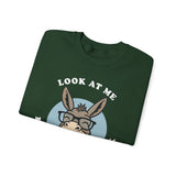 Look At Me I Wish You Good Luck Funny Donkey Unisex Sweatshirt Hilarious Cartoon Graphic Pullover Positive Vibes Humor Design Cozy Casual Wear Gift Idea