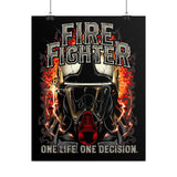 Firefighter Motivational Poster One Life One Decision Wall Art Tribute To Heroes Courage Quote Fire Rescue Design Home Decor Gift For Firefighters Gym Office Inspirational Wall Print