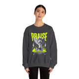 Praise Angel Statue Graphic Unisex Heavy Blend Crewneck Sweatshirt Gothic Spiritual Streetwear Pullover