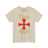 Unisex Deus Vult T Shirt Medieval Crusader Cross Graphic Tee Warrior Knight Inspired Vintage Christian Symbol Heavy Cotton Streetwear