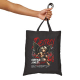 otton Canvas Tote Bag Betrayed Angel Destroy Graphic Gothic Streetwear Black Reusable Shopping Bag Bold Motivational Urban Fashion Accessory
