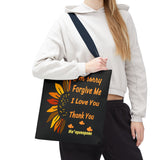 Sunflower Ho'oponopono Tote Bag Hawaiian Healing Prayer Design Spiritual Positivity Canvas Bag Mindfulness Reusable Durable Eco Friendly Shopping Tote