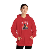 Mystic Mask Flames Graphic Unisex Heavy Blend Hoodie Hustler Streetwear Motivational Dark Mystery Bold Fire Design