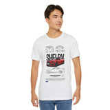 Shelby Red High Performance Muscle Coupe Blueprint Unisex Heavy Cotton Tee Retro Car Art Streetwear Gift for Gearheads Daily Wear Car Lovers Apparel