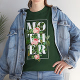 Mother Floral Design Unisex Heavy Cotton Tee Comfortable T Shirt Botanical Typography Graphic Streetwear Gift For Mom Mother’s Day Birthday Casual Everyday Wear
