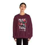 Move With Flow Breakdance Graphic Unisex Heavy Blend Crewneck Sweatshirt Hip Hop Streetwear Dance Rhythm Pullover