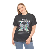 Neo Invaders Futuristic Holographic Graphic Unisex Heavy Cotton Tee Bold Sci Fi Cyberpunk Streetwear Statement T Shirt