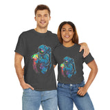 Galactic Dream Astronaut Neon Art Unisex Heavy Cotton Tee Bold Cosmic Streetwear Graphic T Shirt Vibrant Space Design Comfortable Classic Fit Everyday Wear Perfect Gift for Sci Fi Lovers and Creative Minds
