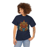 Kala Bhairav Mask Graphic T Shirt Mythical Cultural Warrior Spirit Inspired Tee Tribal Festival Art Streetwear Heavy Cotton Top