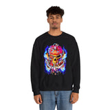 Flaming Pirate Skull Unisex Heavy Blend Crewneck Sweatshirt Fiery Gothic Nautical Streetwear Pullover Skull And Anchor Design For Bikers Artists Gamers And Rebel Souls