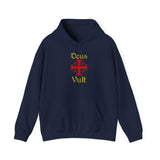 Unisex Deus Vult Hoodie Medieval Crusader Cross Heavy Blend Hooded Sweatshirt Warrior Knight Inspired Vintage Christian Symbol Streetwear