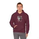 Money Bright Unisex Heavy Blend Hooded Sweatshirt Angel Statue Graphic Gothic Streetwear Red Neon Aesthetic Artistic Fashion Hoodie