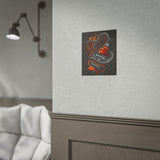 Inferno Spirit Fiery Dragon Whiskey Bottle Matte Vertical Poster Bold Bar Wall Art Gothic Biker Decor Streetwear Aesthetic Tattoo Flame Design Symbol of Rebellion Passion and Energy