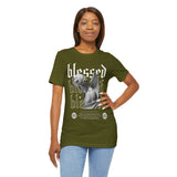 Blessed Angel Statue Graphic Unisex Jersey Short Sleeve Tee Gothic Streetwear Aesthetic Spiritual Bold Artistic Fashion T Shirt