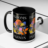 Blooms Person Accent Coffee Mug 11oz 15oz Abstract Floral Head Artistic Colorful Modern Creative Design Black White Ceramic Tea Cup Streetwear Inspired Artistic Fashion Drinkware