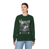 Blessed Angel Statue Graphic Unisex Heavy Blend Crewneck Sweatshirt Gothic Streetwear Aesthetic Spiritual Bold Artistic Pullover