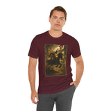 Medieval Knight On Horseback Fantasy Art Unisex Heavy Cotton Tee Epic Warrior Adventure Graphic Shirt Heroic Battle Scene Streetwear Bold Artistic Design