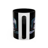 Space Galaxy Accent Coffee Mug 11oz 15oz Astronaut Spacecraft Earth Black Two Tone Ceramic Cup Gift for Space Lovers