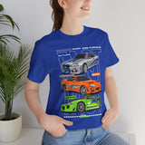 Street Racing Trio JDM Cars Graphic Unisex Heavy Cotton Tee for Drift Fans Performance Lovers and Streetwear Enthusiasts