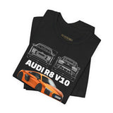 Orange Mid Engine Supercar Blueprint Artwork Unisex Heavy Cotton Tee High Performance Inspired Streetwear Graphic Shirt For Car Enthusiasts And Automotive Art Fans