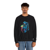 Galactic Dream Astronaut Neon Art Unisex Heavy Blend Crewneck Sweatshirt Vibrant Cosmic Streetwear Pullover Futuristic Space Design Soft Fleece Warm Comfortable Everyday Wear Perfect Gift for Sci Fi Lovers and Creative Dreamers