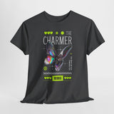The Charmer Unisex Heavy Cotton Tee Futuristic Butterfly Graphic Streetwear Neon Cyber Aesthetic Artistic Fashion Statement T Shirt