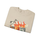 Money Is Not Just Currency Burning Dollar Graphic Unisex Heavy Blend Crewneck Sweatshirt Hustler Streetwear Motivational Cash Fire Design