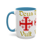 Deus Vult Accent Coffee Mug 11oz 15oz Red Cross Knight Crusader Ceramic Cup Bold Medieval Design Christian Symbol Faith Inspired Coffee Tea Gift Drinkware