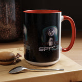 Space Galaxy Accent Coffee Mug 11oz 15oz Astronaut Spacecraft Earth Black Two Tone Ceramic Cup Gift for Space Lovers