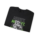 Money Mindset Unisex Heavy Blend Crewneck Sweatshirt Graphic Pullover Black Hustle Grind Wealth Entrepreneur Motivational Streetwear Bold Artistic Fashion Outfit