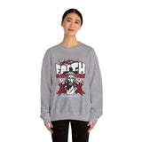 Faith Over Fear Jesus Crown Of Thorns Unisex Heavy Blend Crewneck Sweatshirt Christian Graphic Bold Religious Streetwear Motivational Bible Verse Pullover