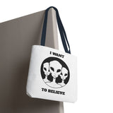 I Want To Believe Alien Tote Bag Sci Fi UFO Extraterrestrial Design Canvas Bag Space Mystery Reusable Eco Friendly Durable Shopping Travel Tote
