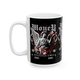 Money Bright Ceramic Mug Angel Statue Graphic Gothic Streetwear Red Neon Aesthetic Coffee Tea Cup Artistic Ambition Design