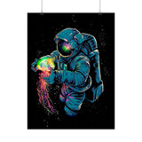 Galactic Dream Astronaut Neon Art Matte Vertical Poster Futuristic Space Wall Art Vibrant Cosmic Print Premium Home Decor for Sci Fi Lovers Creative Studios and Modern Interiors