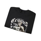 Cronus The Dark Sovereign Unisex Heavy Blend Crewneck Sweatshirt Greek Mythology Statue Graphic Gothic Streetwear Bold Artistic Pullover