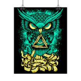 The Watcher Owl All Seeing Wisdom Matte Vertical Poster Mystical Neon Owl Wall Art Geometric Spiritual Symbol Print For Home Office Studio Decor Perfect For Visionary Thinkers And Creators
