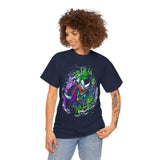 Vibrant Comic-Symbiotic Madness Unisex Heavy Cotton Tee Bold Gothic Streetwear Dark Psychological Art Design Intense Graphic Statement Shirt for Visionaries and Creators